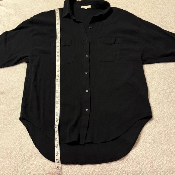 Z Supply Midnight Black Lalo Gauze Button Front Shirt - Picture 8 of 11